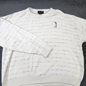 Fairway Sport Sweater Mens XL White Knit Geometric Golf Crewneck Pullover USA